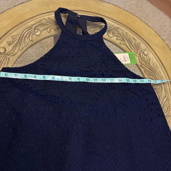 NWT Lilly Pulitzer Quinn Swing Dress Knotty Lace Navy Blue Size Medium Halter - Picture 9 of 10